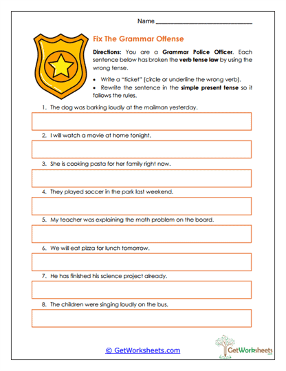 Fix the Grammar Offense Worksheet