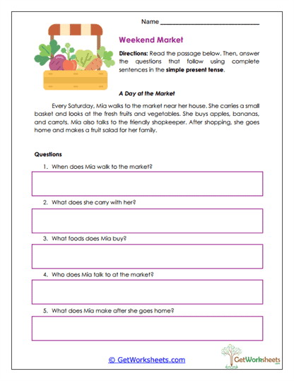 Weekend Market Worksheet