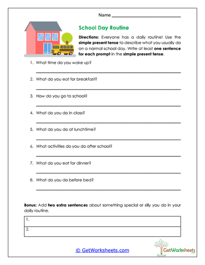 School Day Routine Worksheet