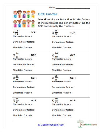 GCF Finder Worksheet
