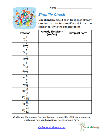 Simplify Check Worksheet