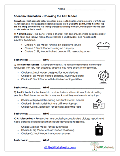 Scenario Model Selection Worksheet