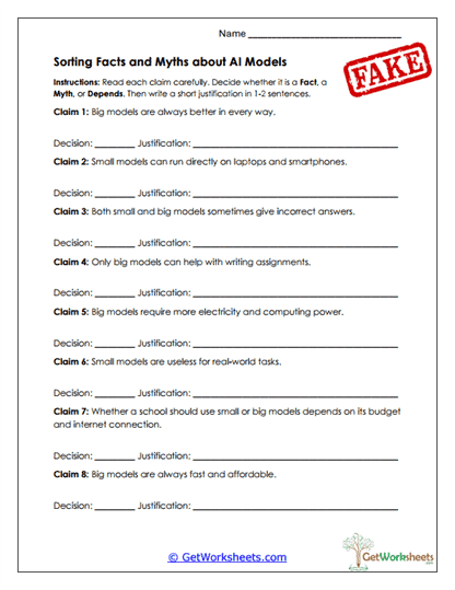 Fact vs. Myth Sorting Worksheet