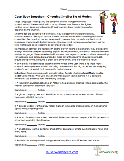 AI Model Case Studies Worksheet