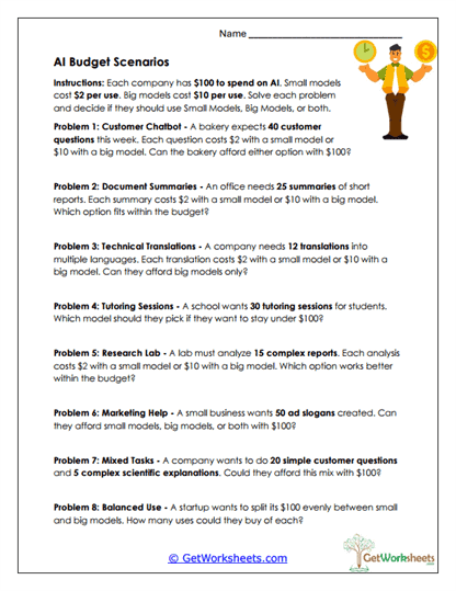 AI Budget Scenarios Worksheet