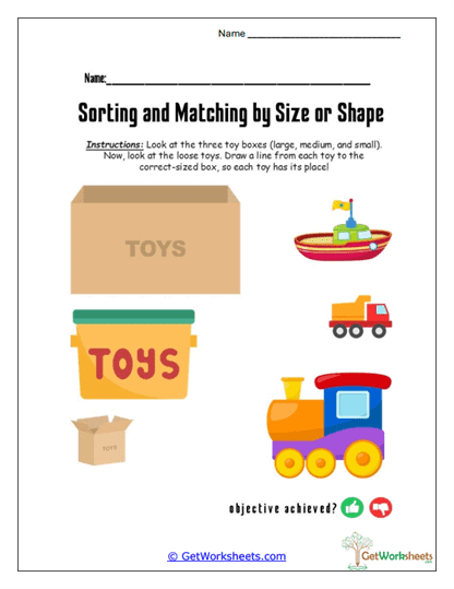 Toy Box Sorting Worksheet