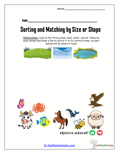 Animal Habitat Sorting Worksheet