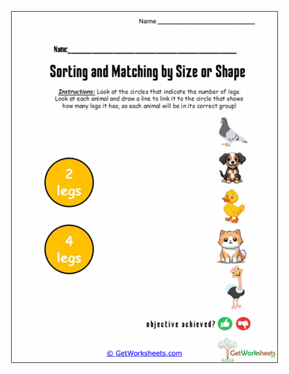 Legs Number Sort Worksheet