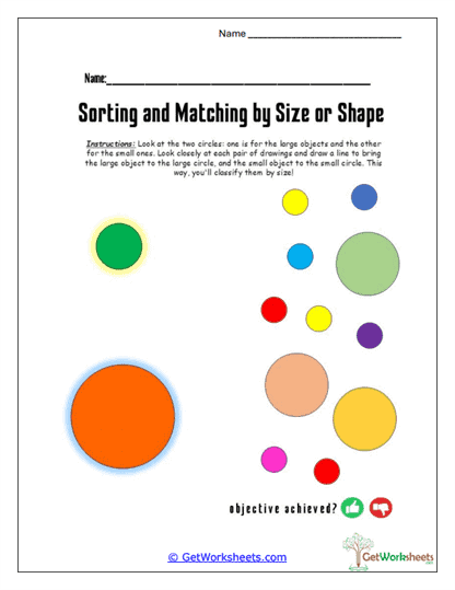 Large vs. Small Circles Worksheet