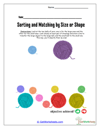 Yarn Ball Sorting Worksheet