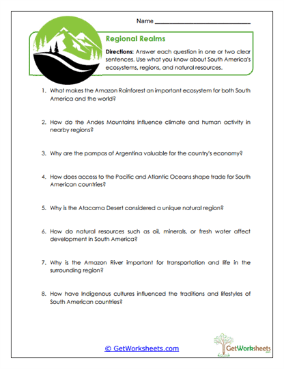 Regional Realms Worksheet