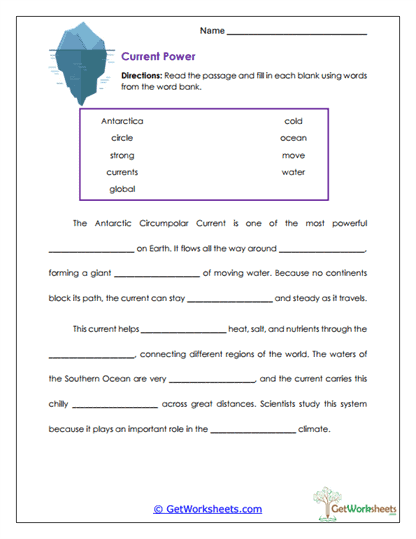 Circumpolar Current Fill-In Worksheet