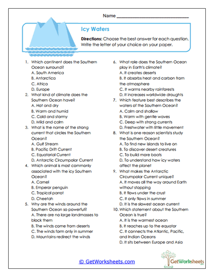 Southern Quiz Worksheet