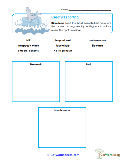 Animal Classification Polar Worksheet