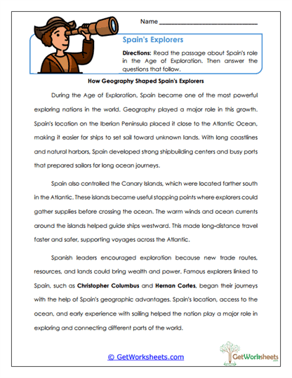 Exploration Geography Worksheet