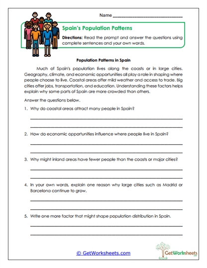 Population Geography Worksheet