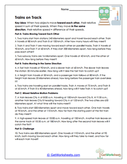 Trains on Track Worksheet