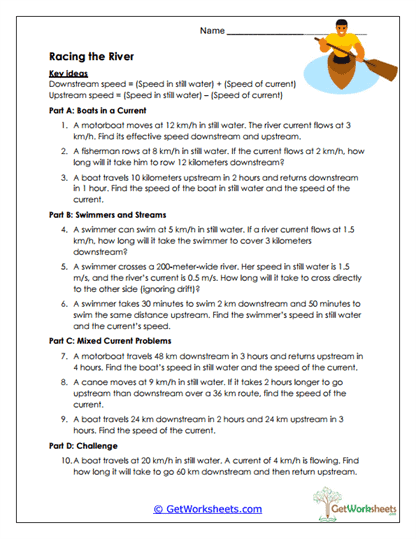 Racing the River Worksheet