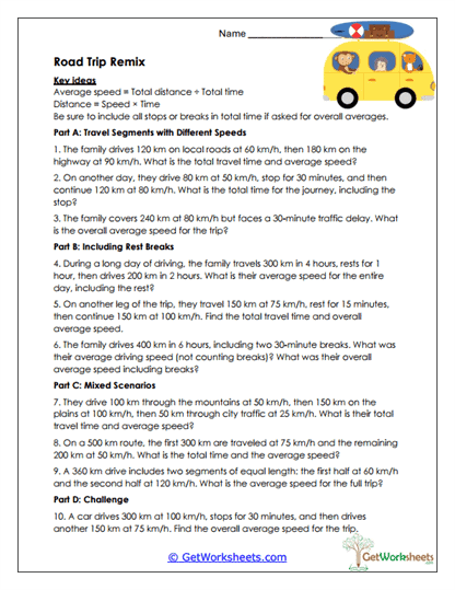 Road Trip Remix Worksheet