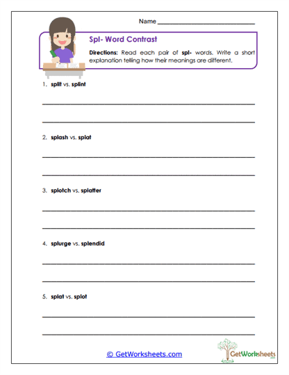 Word Contrast Worksheet