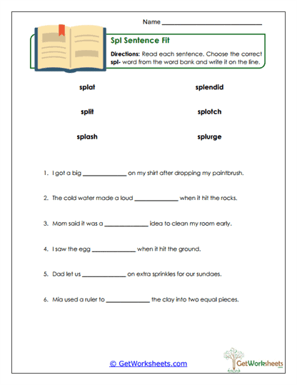 Sentence Fit Worksheet