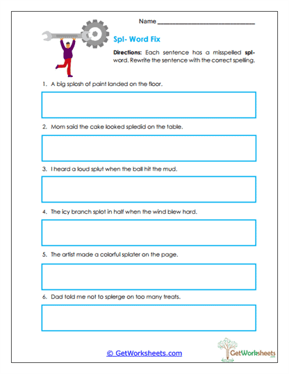 Spl- Word Fix Worksheet