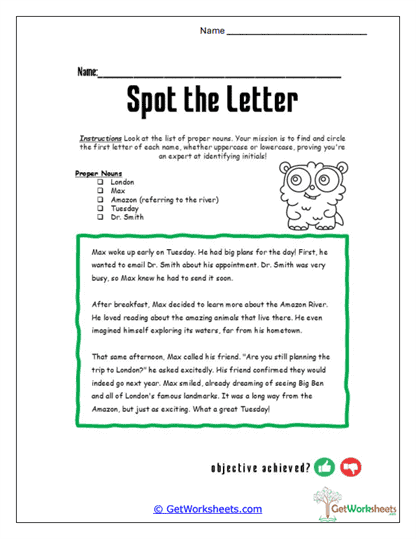 Spot the Letter Worksheets