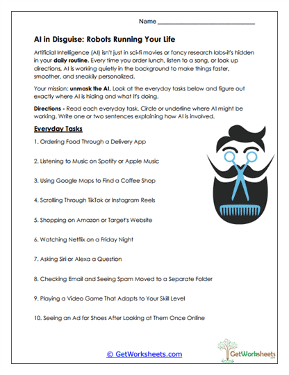 AI in Everyday Life Worksheet