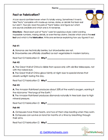 Real Fact or Fake AI? Worksheet
