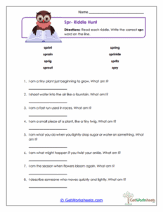 SPR Blend Riddles Worksheet - Riddle Hunt