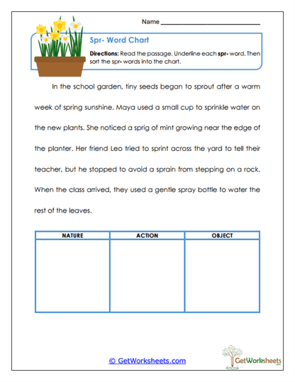 Word Chart Worksheet