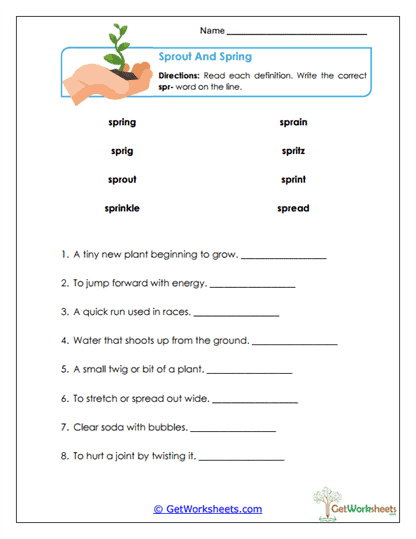 Sprout and Spring Worksheet