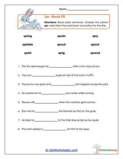 Spr- Blend Fill Worksheet