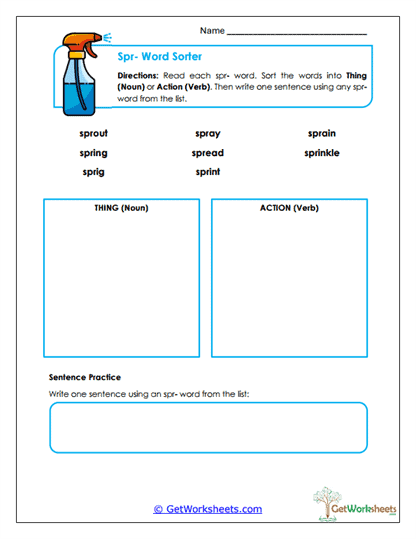 Spr- Word Sorter Worksheet