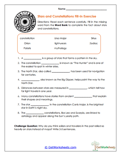 Fill-In Exercise Worksheet