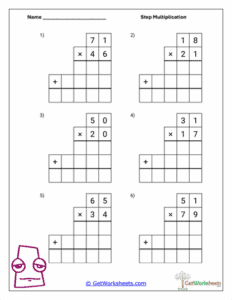 Structured Partial Products Worksheet - Multi-Digit Multiplication