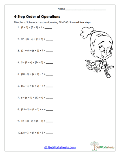 Four-Step Manipulations Worksheet