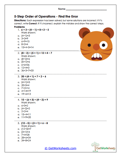 Find the Error Worksheet