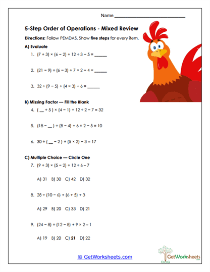 Mixed Review Worksheet
