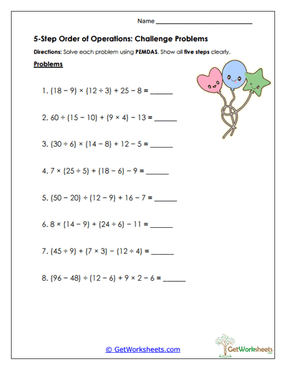 Challenge Problems Worksheet