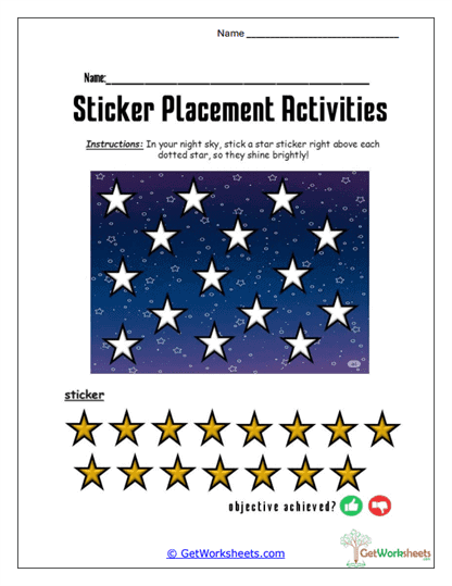 Star Sticker Sky Worksheet