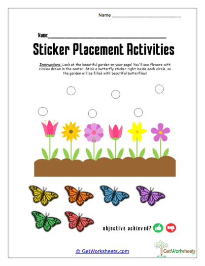 Butterfly Garden Stickers Worksheet
