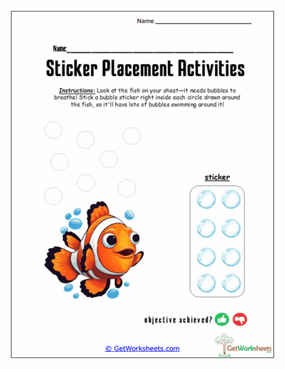 Fish Bubble Stickers Worksheet