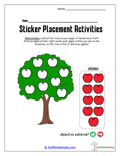Apple Tree Stickers Worksheet