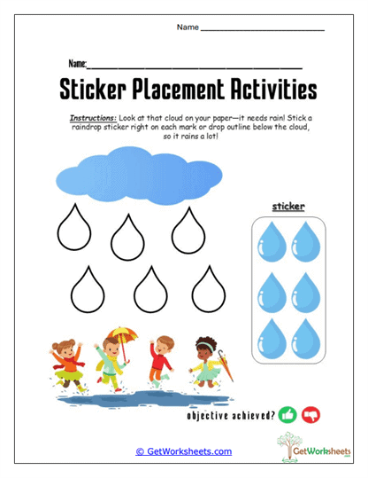 A Raindrop Sticker Set Worksheet