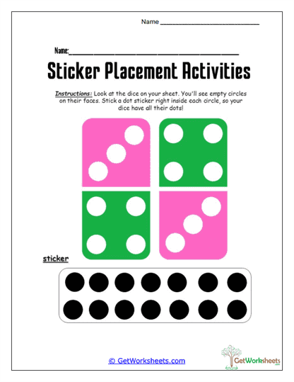 Dice Dot Stickers Worksheet