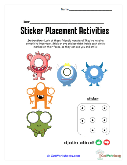 Monster Eye Stickers Worksheet