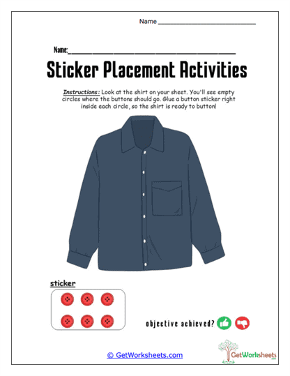 Button Shirt Stickers Worksheet