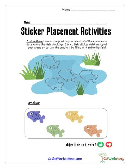 Pond Fish Stickers Worksheet