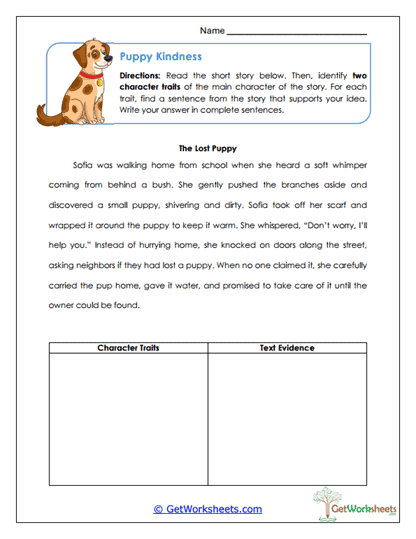 Puppy Kindness Worksheet